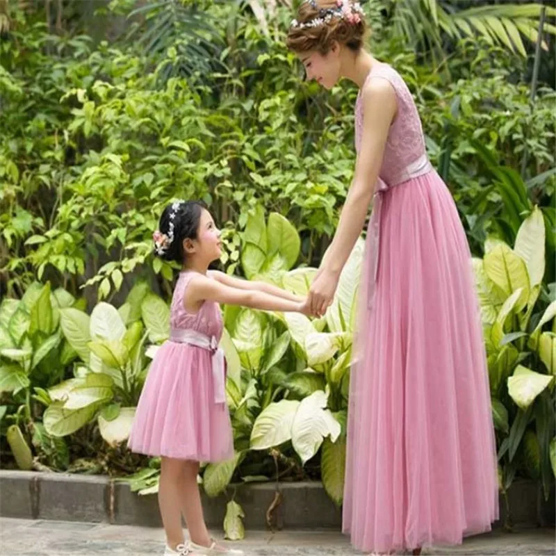 

Family Kids Pageant Lace communion dresses for girls flower girl dresses for weddings Mother and Daughter Matchin Dress