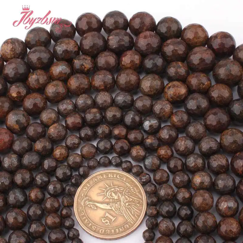 

4,6,8,10,12mm Faceted Round Beads Brown Bronzite Natural Stone Beads For DIY Necklace Bracelet Jewelry Making 15" Free Shipping