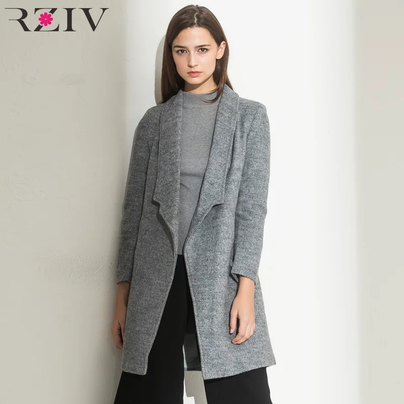 女性の冬の秋の女性のコートスリムスーツの襟ロングスタイル Soild