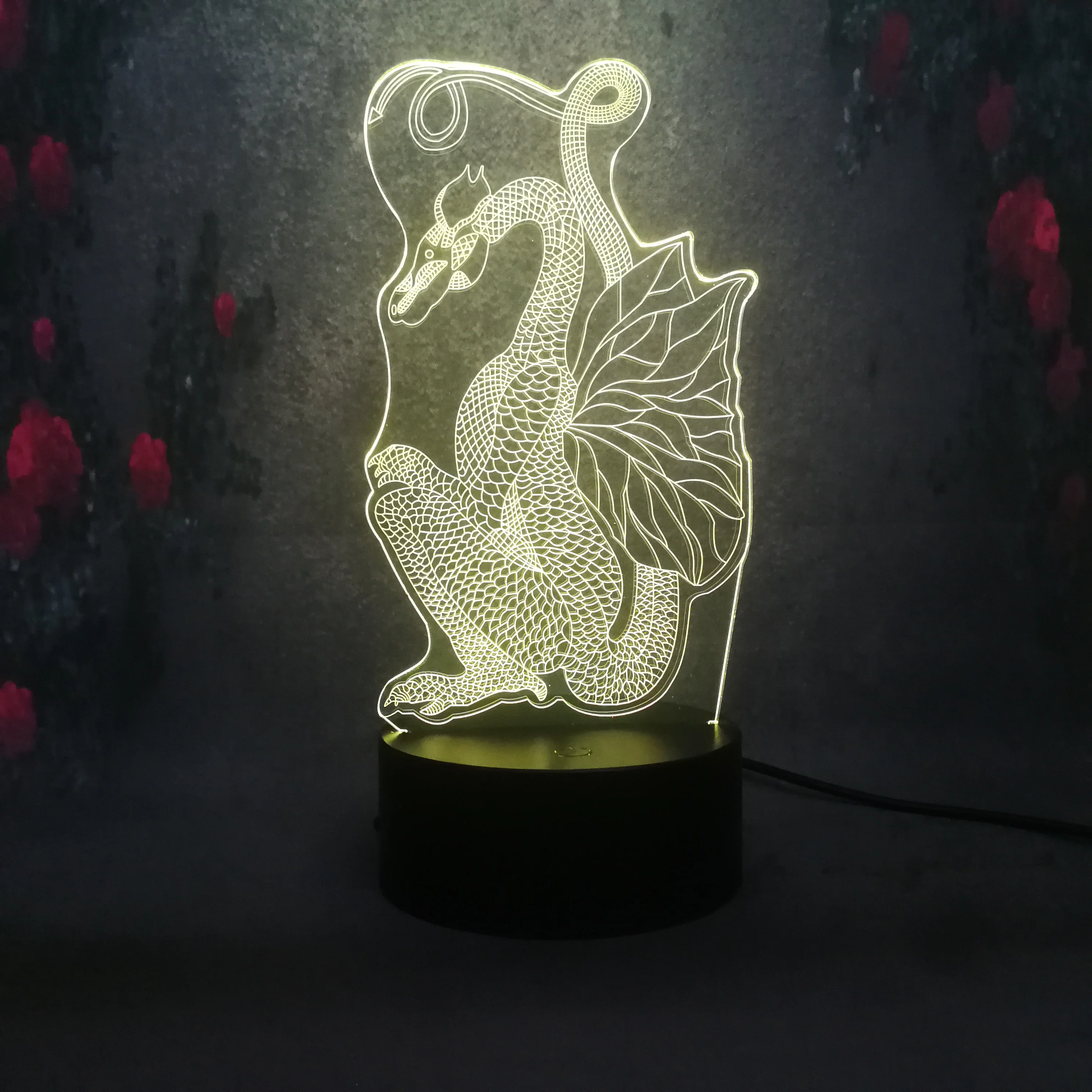 Papercut стиль дракон форма ночник 3D RGB зарядка многоатрибутная Светодиодная