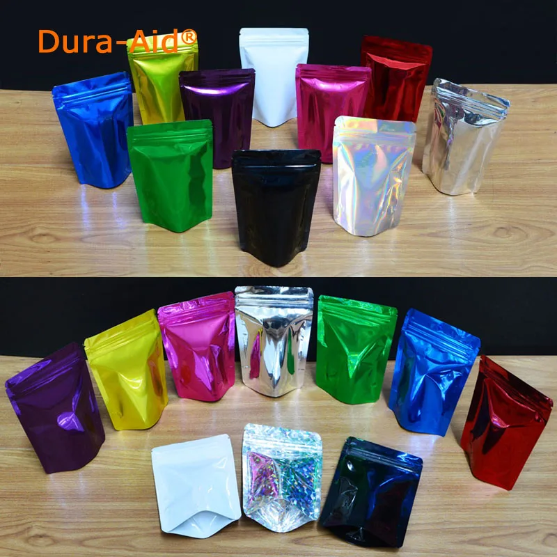 

100 pcs Colored Stand Up Zip lock Foil Pouches Aluminum Foil Standing Pouches,Food Storage Stand Up zip lock Bags Free Shipping