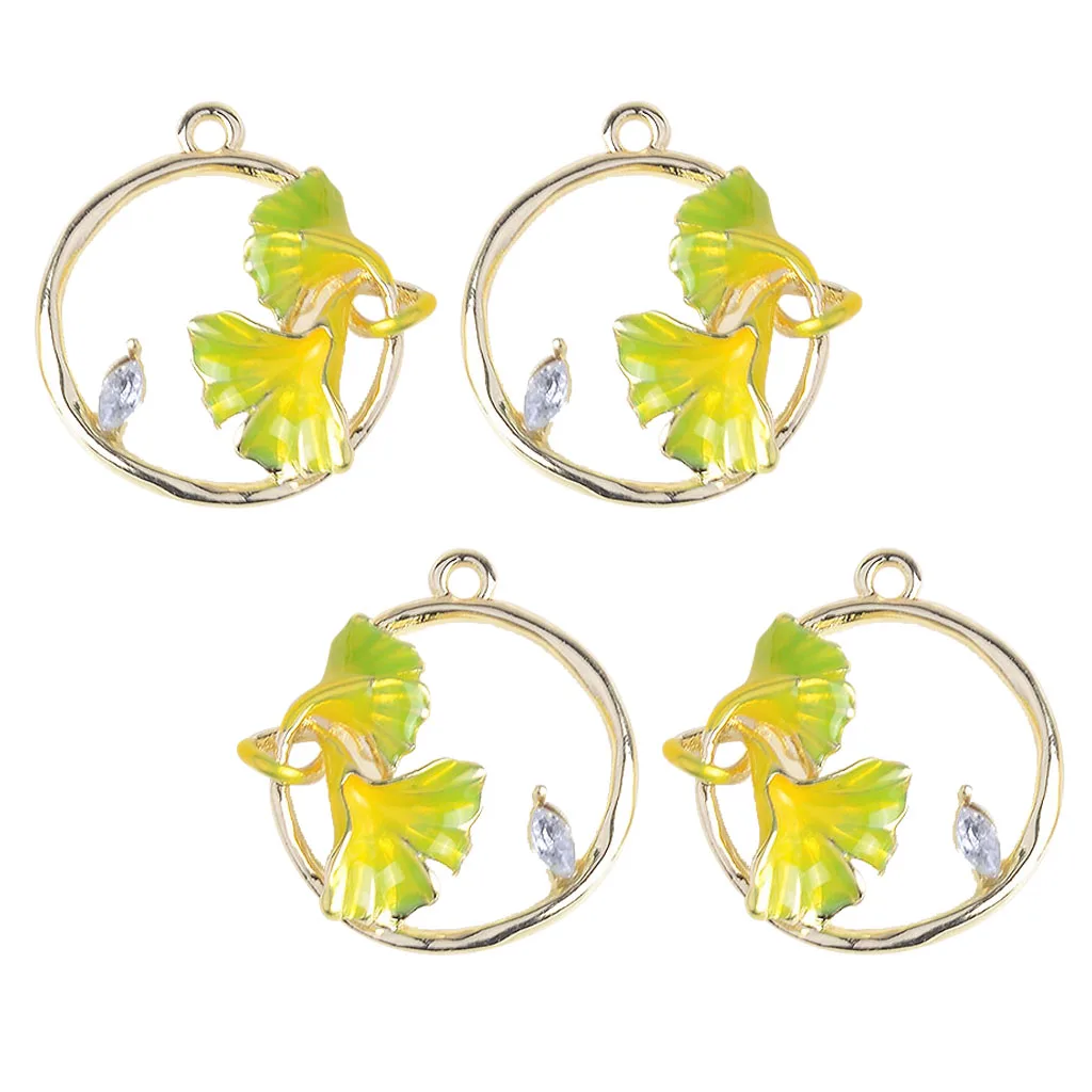 4pcs Ginkgo Leaf Charms Pendants Earrings Jewelry Findings Ornaments Kid Gift