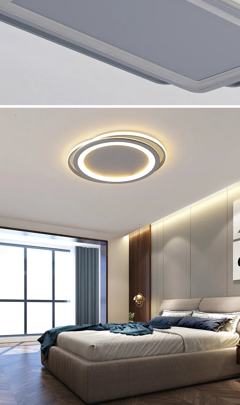 RC серый цвет прямоугольные потолочные светильники светодиодные Современные для гостиной спальни кабинет Круглый/квадратный серый цвет потолочный светильник