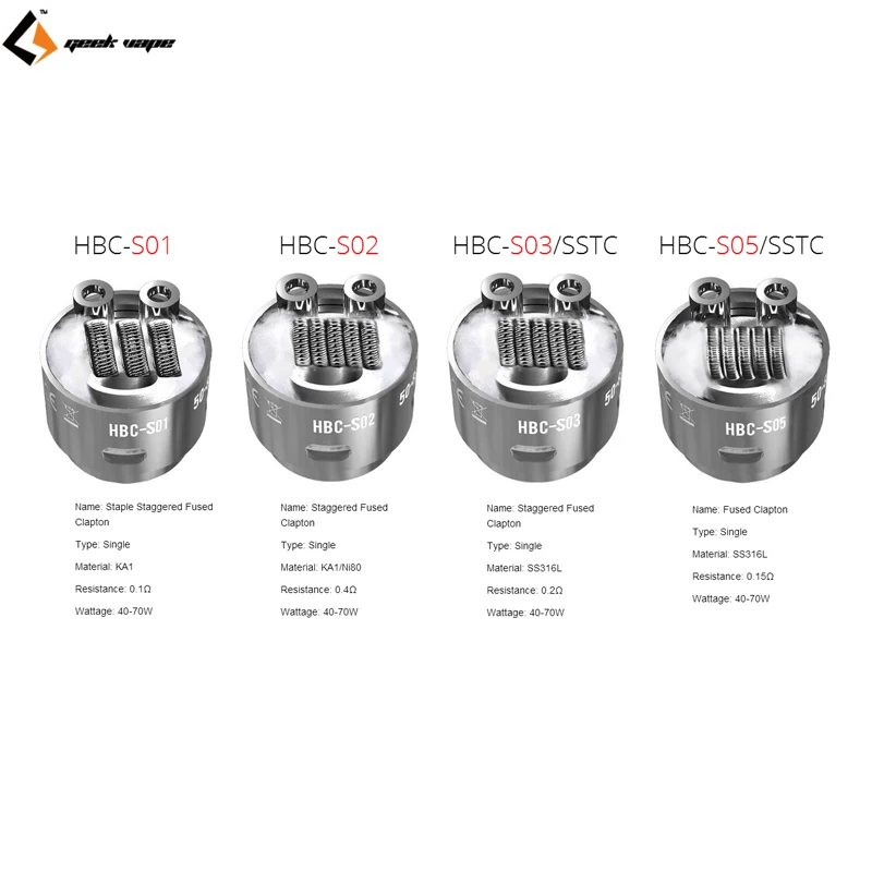 

100% Original Geekvape Handbuild HBC Coil Single and Dual Replacement Coil Head for Eagle Sub Ohm tank