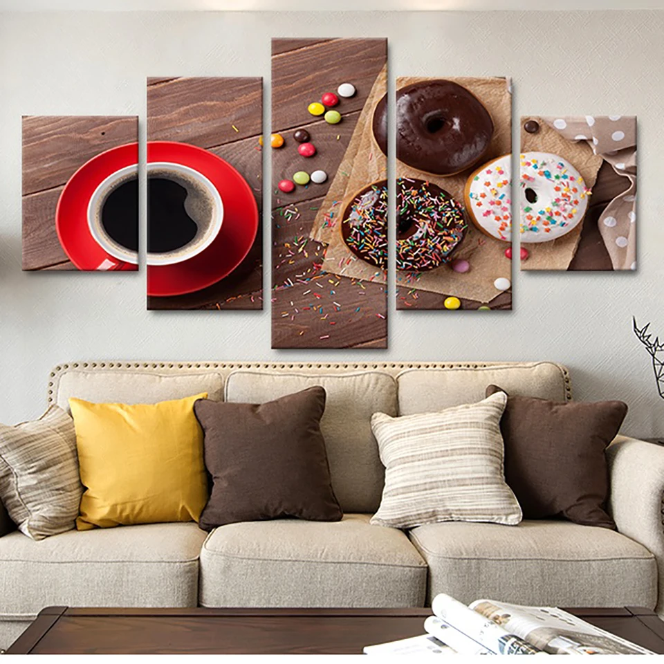 HD-Printed-Modern-Wall-Art-Painting-On-Canvas-5-Panel-Donuts-Coffee-Modular-Picture-Home-Decoration (1)