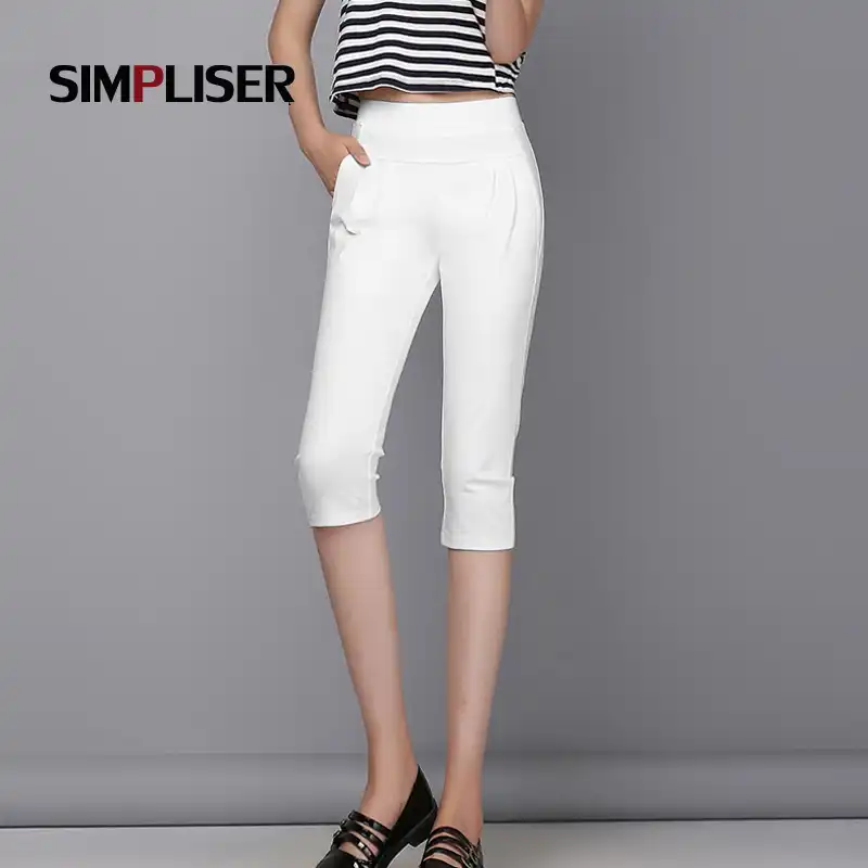 Pantalon capri blanco mujer Clearance