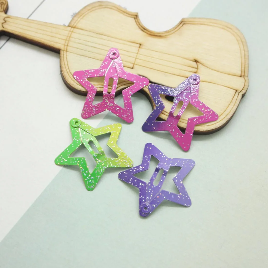 

12 Pcs/Set 3cm Glitter Snap Hair Clips for Girls Metal Bling Bling Pentagram Butterfly Hairpins Kids Hair Accessories