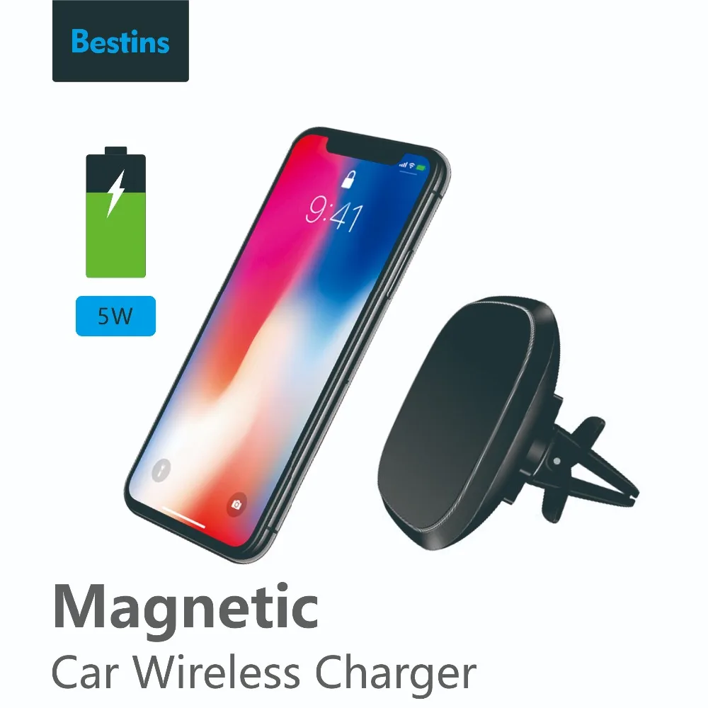 

Bestins Qi Car Wireless Charger Fast Car Charger Magnetic Vehicle Mount Phone Holder Pad For iPhone 7/X/8 Xiaomi 8 Samsung S8 S9