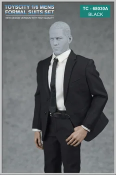 

3 Colors 1/6 Scale Black/Navy Blue /Grey Mens Formal Suits Set & Shoes for 12 inches Male Action Figure Accessory