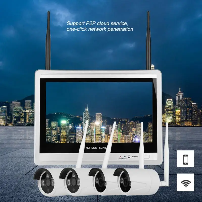 

4 way WIFI HD Night Vision Security Camera with Screen Video Smart Sensor For Home Security AHD Camera