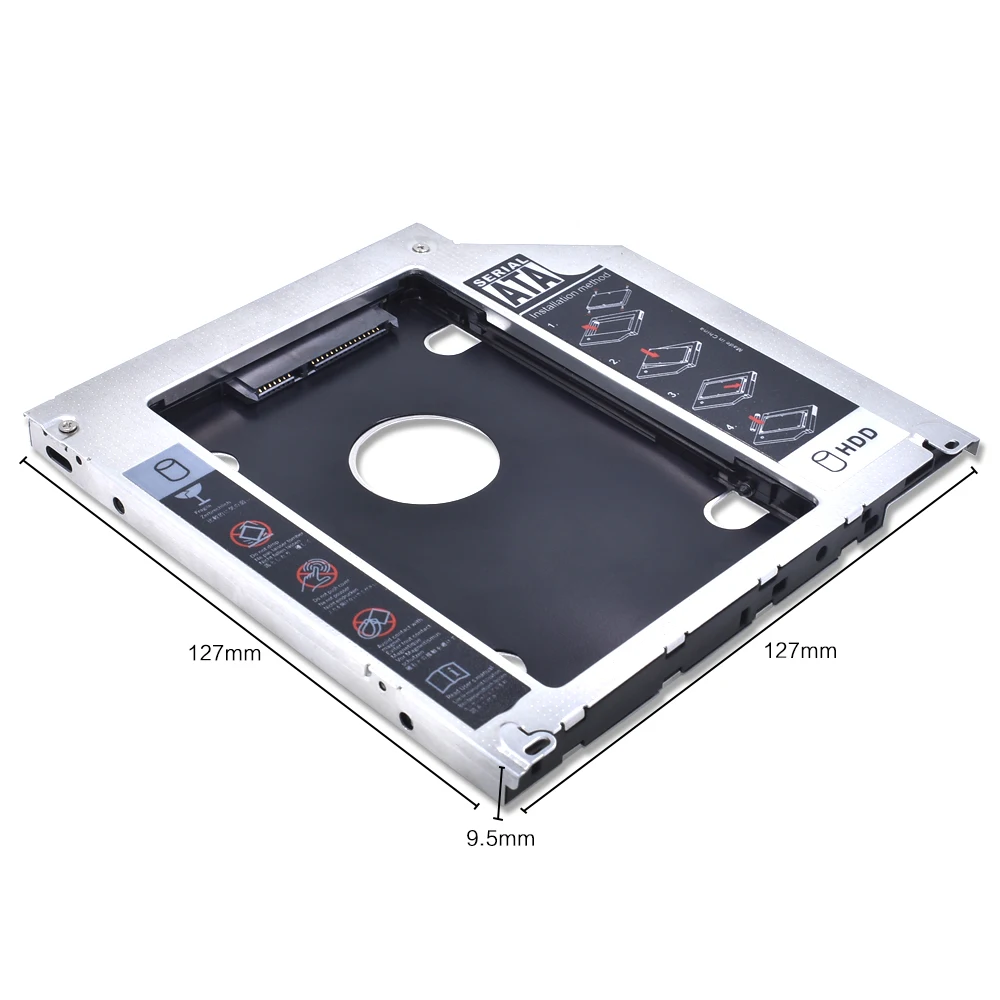 TISHRIC алюминиевый Optibay 9 5 мм SATA 3 0 2 й HDD Caddy SSD CD DVD корпус caddy для Macbook Pro 13 &quot15&quot 17