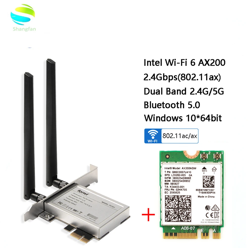 Двухдиапазонный беспроводной настольный адаптер NGFF M.2 2400 Мбит/с Bluetooth 5 0 Wi-Fi для