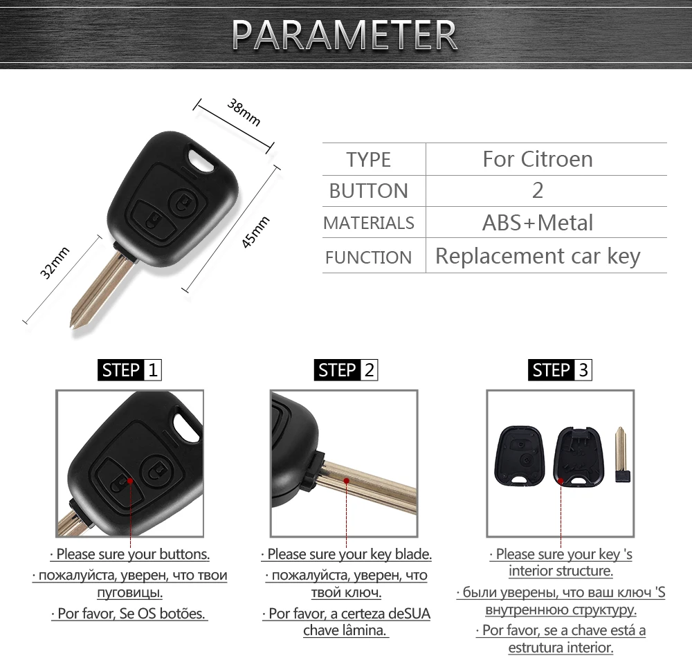 KEYYOU 2 Button Remote Key Flip Fob Car Key Case for Citroen C1 C2 C3 Saxo /Xsara /Picasso /Berlingo Uncut Blade Car Key Shell ignition coil