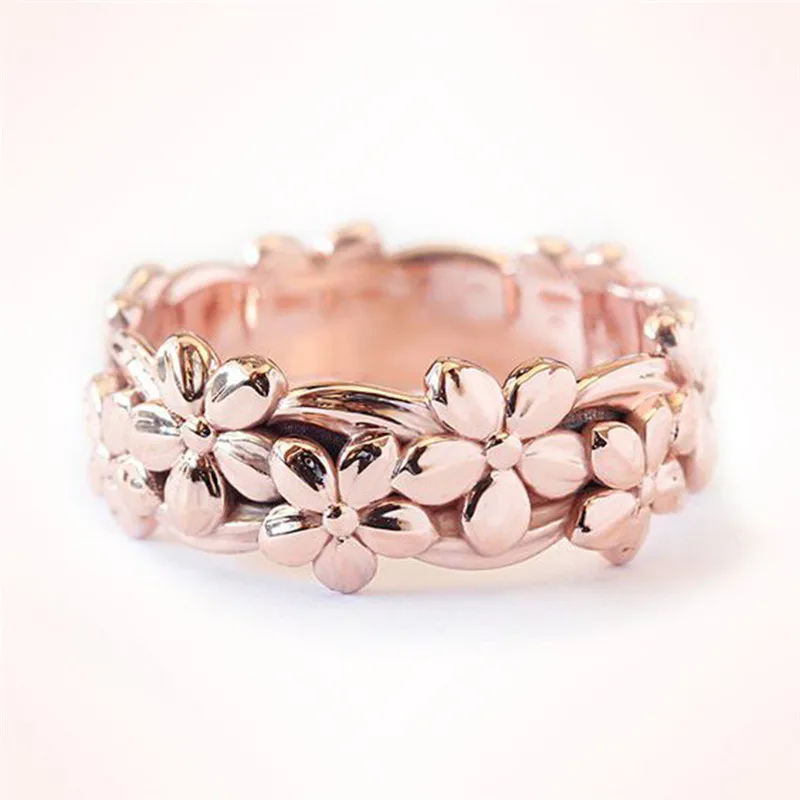 Уникальное милое кольцо на палец в виде цветка маргаритки для женщин, изящное розовое Золотое серебристое обручальное кольцо для девочек, Ювелирные Изделия bague anillos A0001