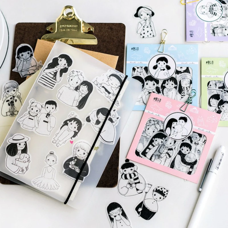 

30 pc/bag Hand-painted girl series washi paper stickers decoration DIY scrapbooking diary sticker children stationery gift