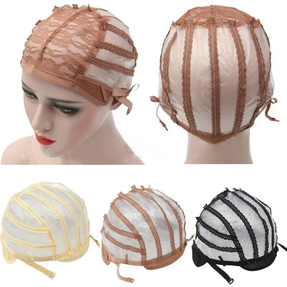 

High Quality Wig Cap Making Wigs Straps Breathable Mesh Weaving Adjustable Cap 3 Styles Black Beige Brown Hot Sale