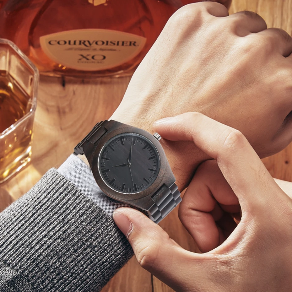 Creative Wooden Watch for Men Unique Design Top Brand Luxury Full Ebony Wood Quartz Bangle BlackCoffee Dial Women Novel Clocks 2017 Christmas Gifts (15)