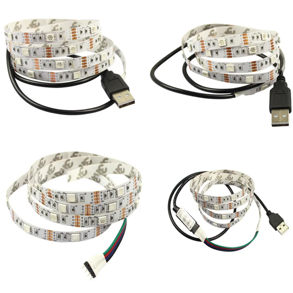 

DC5V USB LED strip 5050 RGB Flexible Light 1M 2M TV Background Lighting RGB LED strip Adhesive Tape waterproof