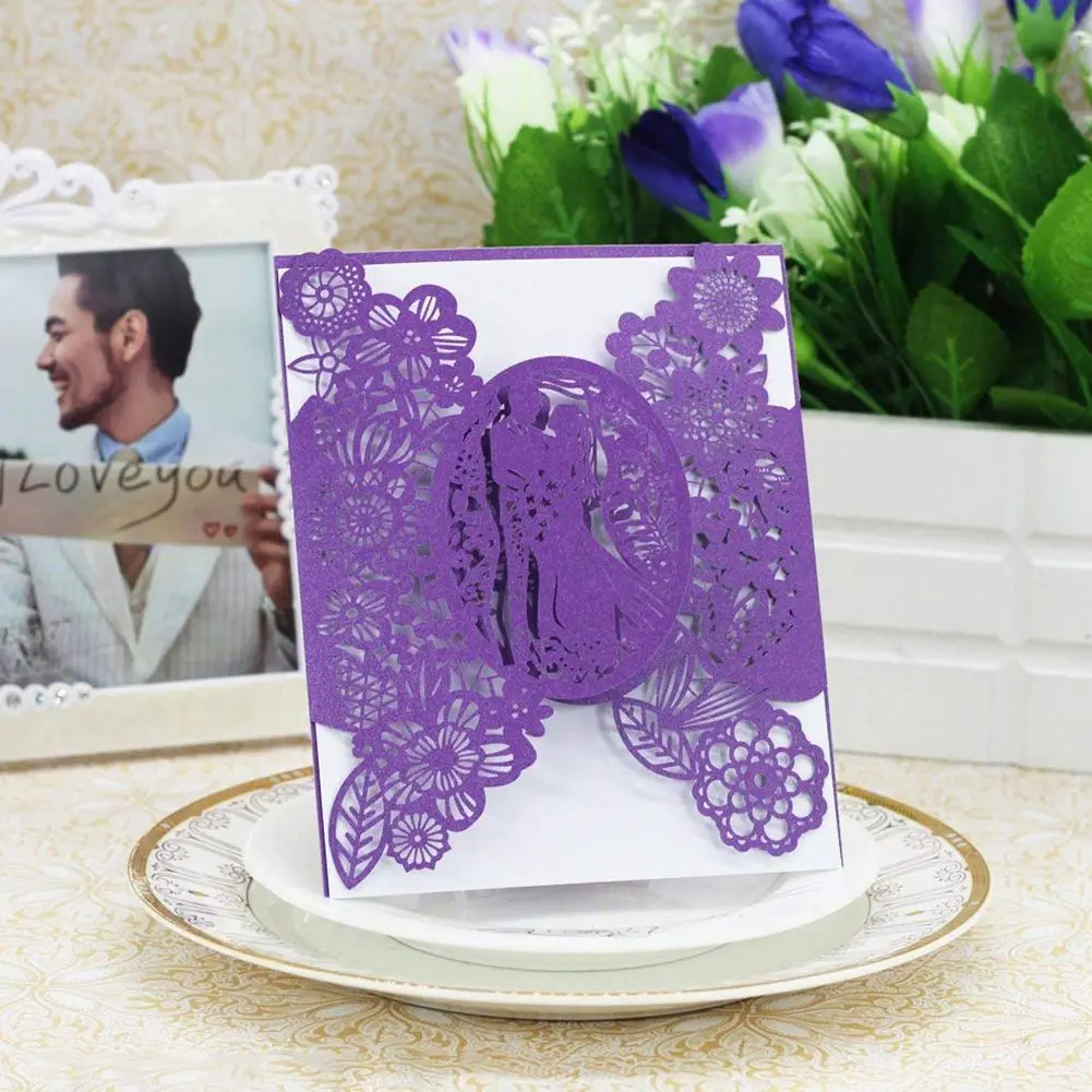  20pcs Delicate Invitation Card Romantic Wedding Invitation Cards Sculpte Banquet for Wedding Party - 32918718867