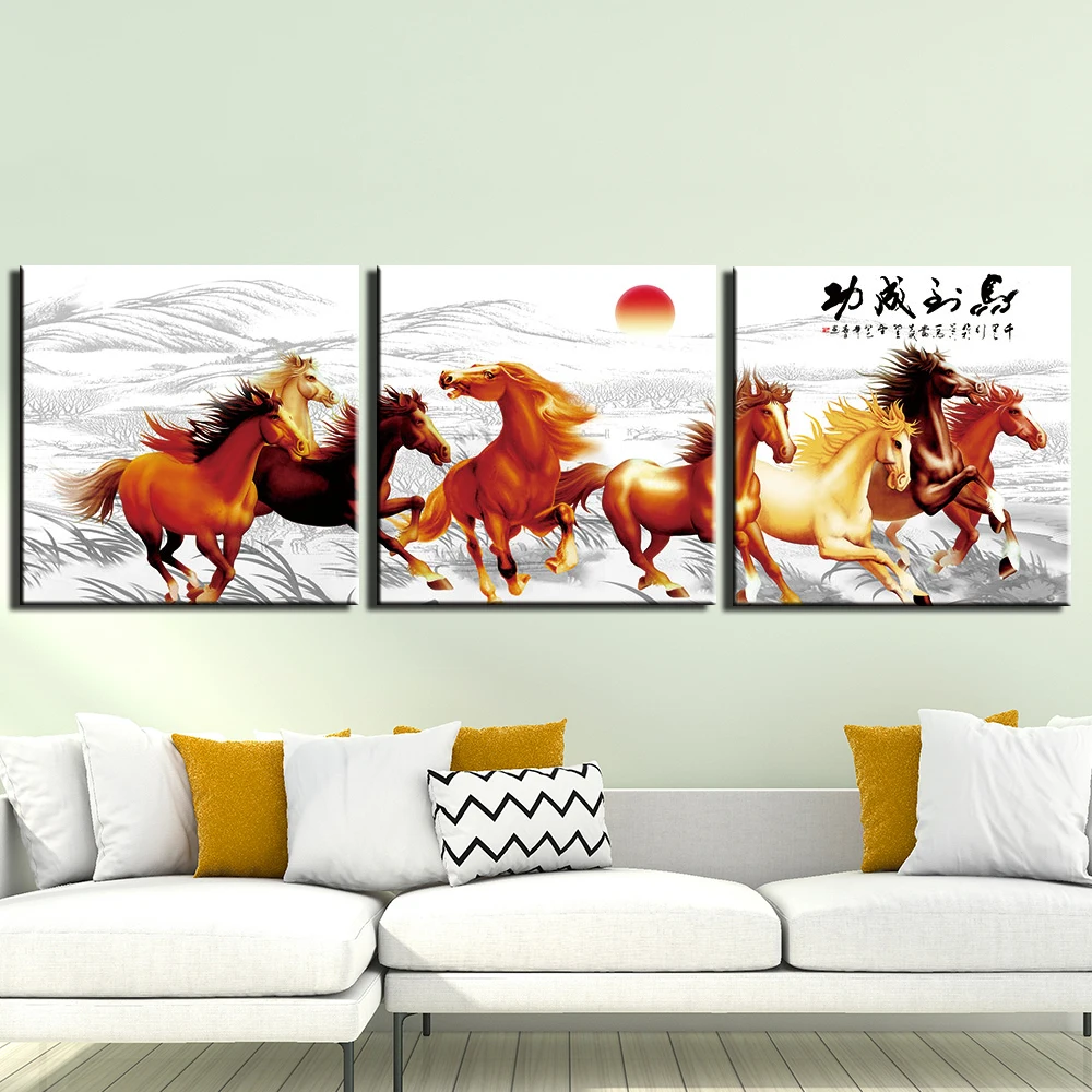 

Wall Art Abstract Horse Animal Painting on Canvas Stretched and Framed Posters and Prints Ready to Hang for Home Wall Decor