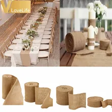 10 metros jute Hessian natural arpillera cinta rollo corredores de mesa de arpillera Silla de fiesta de bodas bandas decoración Vintage para el hogar 4 tamaño