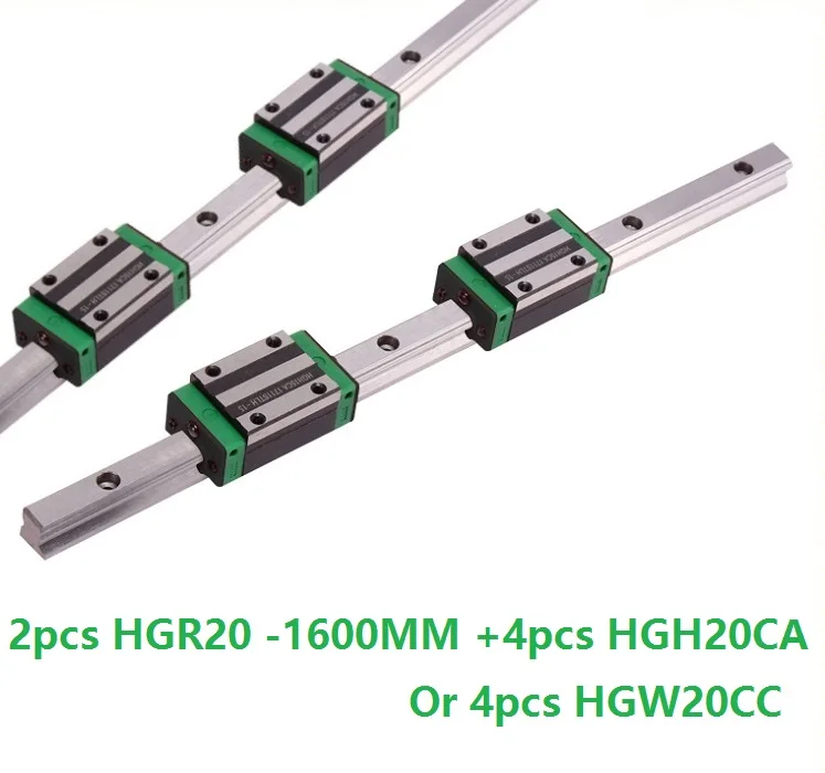

2pcs linear guide rail HGR20 - 1600mm with 4pcs HGH20CA Or HGW20CC linear Carriage block for cnc parts