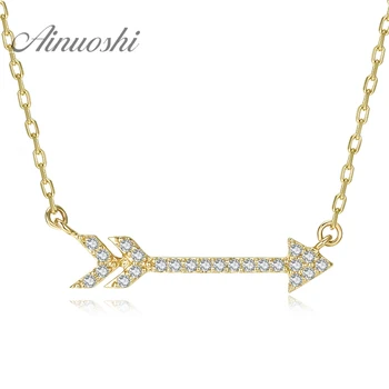 

AINUOSHI 18K Gold Natural Diamond Pendant Necklace 18K White Gold/Yellow Gold/Rose Gold Cupid's Love Arrow Pendant Chain Jewelry