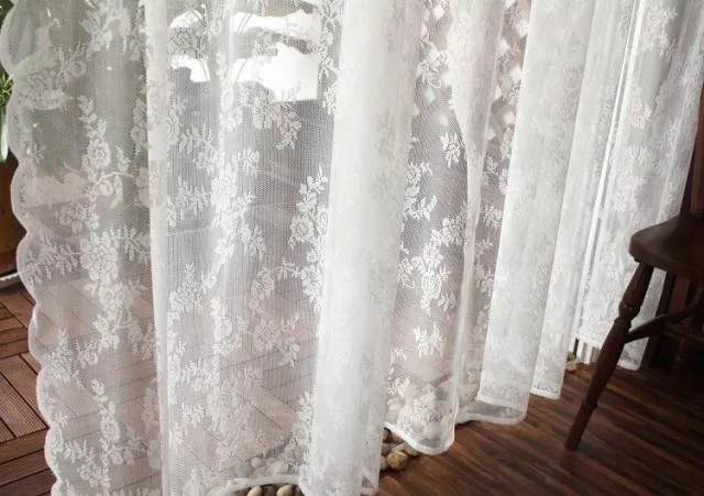 Корейский стиль принцессы, белый кружевной тюль с цветочной вышивкой, занавеска для гостиной/балкона, декоративная Тюлевая занавеска