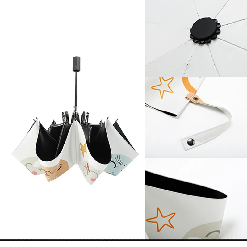 3 складной зонт с милым мультяшным животным для ветронепроницаемого анимационного креативного моделирования лица животного, детский зонт с защитой от УФ-лучей