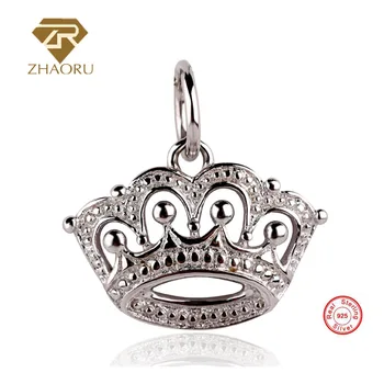 

Zhaoru 925 Sterling Silver Crown Pendant Charm Fit Bracelet & Bangle & Necklace DIY Jewelry Charm