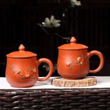 Исин фиолетовая Песочная чаша Запуск руды TaoYuan чистый ручной режим чашка крышка чашки zhu грязи цветущие цветы