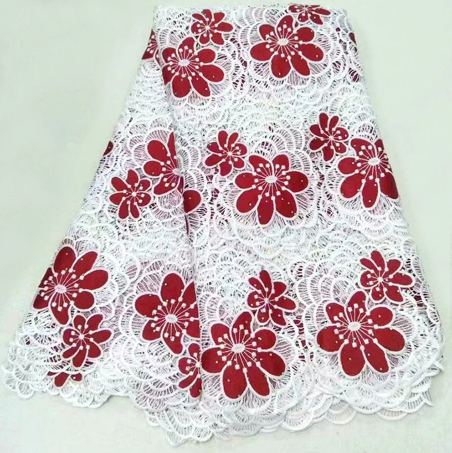 

Free Shipping new arrival african lace fabrics high quality multi color cord lace guipure lace fabric for women