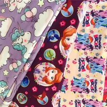 50*150 м единорог Радуга маленькая девочка София эластичные трикотажные хлопчатобумажные ткани лоскутное DIY Одежда для маленьких девочек материал вышитая Футболка