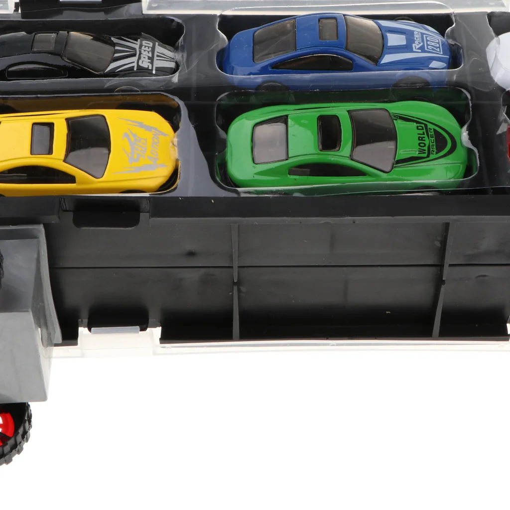 15 pieces/ set Trailer Carrier Container Truck Toy with 12 Mini Car & 2 Tracks Boys Kids Train & Car Vehicle Playset Racing Car