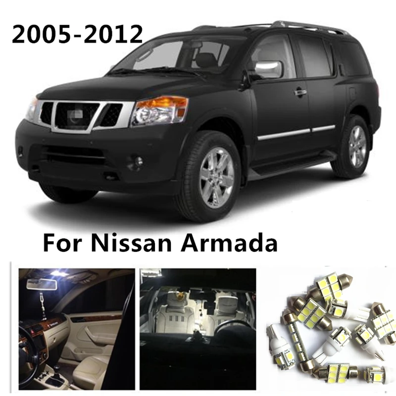 

LOAUT 15pcs LED Map light License Plate light Bulbs For Nissan Armada 2005-2012 Light Bulbs Interior Package Kit