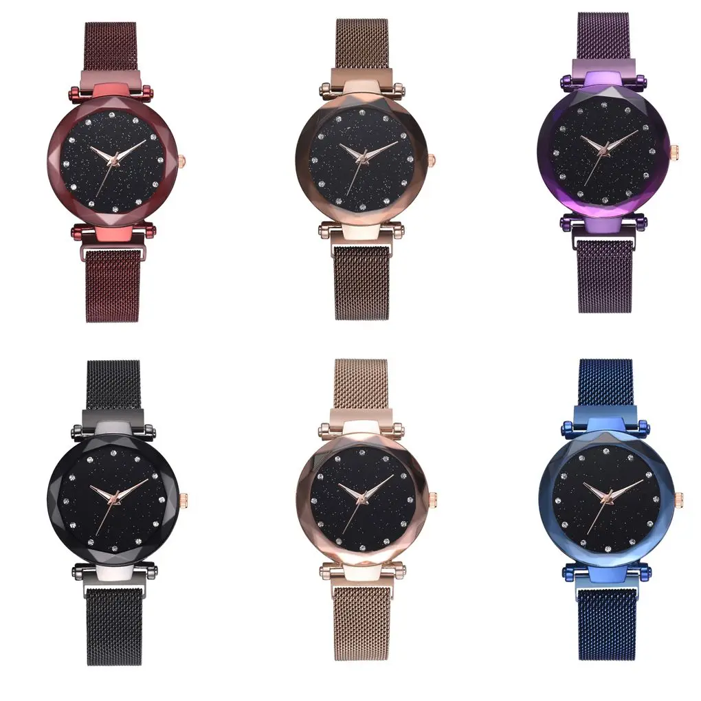 Горячая Распродажа модные Звездные прозрачные циферблаты женские часы для девочек браслет кварцевые круглые повседневные часы с ремешком