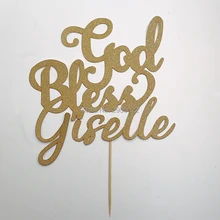 Пользовательские god bless торт Топпер, baby shower вечерние Топпер~ блеск золота вечерние украшения~ baby shower украшения идея