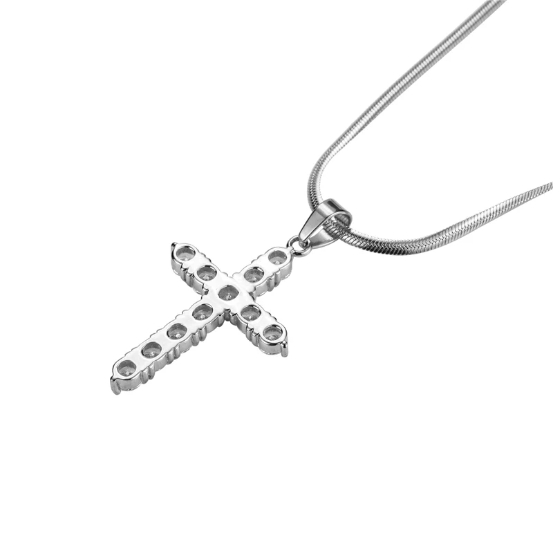 Ожерелье крест из нержавеющей стали AAA циркон крест ожерелье кулон мужчины Iced CZ подвески, ожерелья, цепи Мода хип-хоп ювелирные изделия