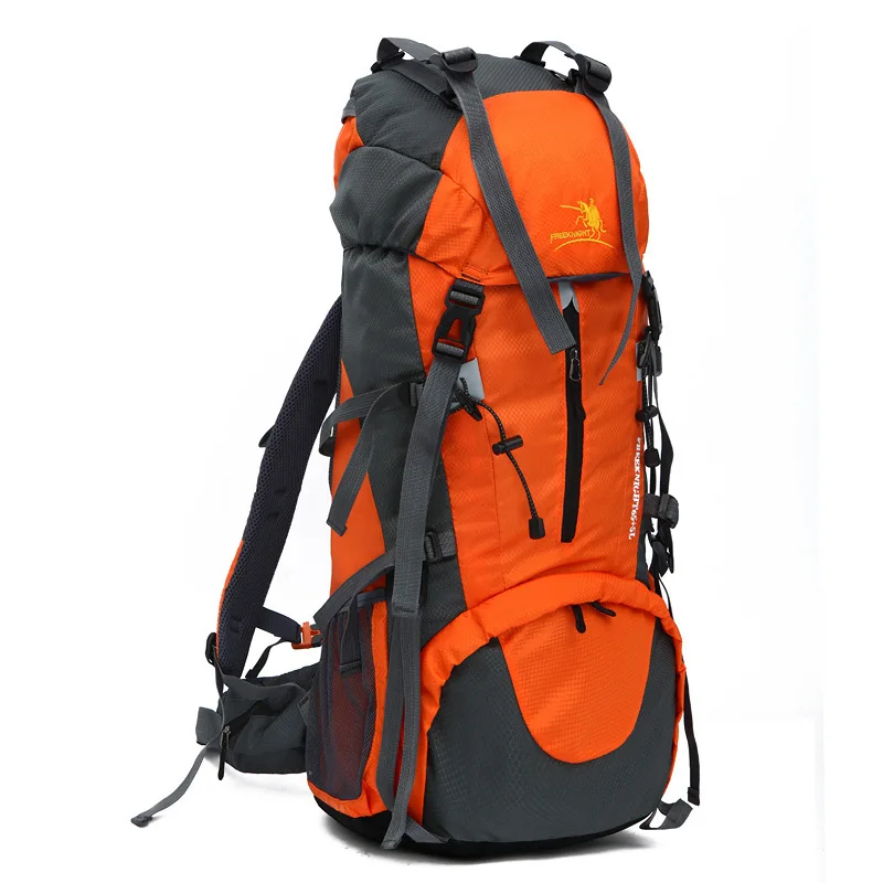 New 70L Nylon Oxford Climbing Hiking Backpack Waterproof Quality Camping Mountaineering Backpacks Men Women Outdoor Sports Bags - Цвет: Orange