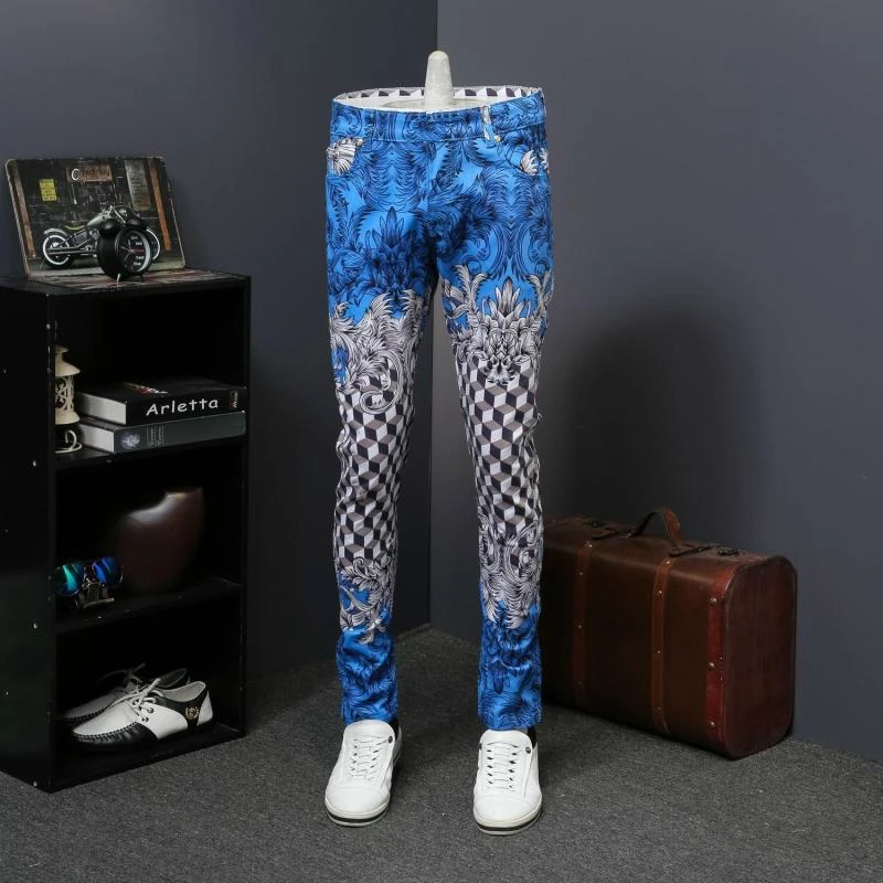Дизайнерские джинсы с узором, джинсовые брюки, мужские облегающие длинные брюки, Moda Hombre Erkek Kot Pantolon, королевские джинсы с принтом