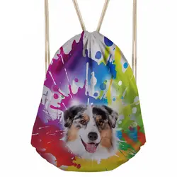 Для женщин Drawstring сумка Craffiti собака Комплект карман девочек логотип подгонять рюкзак для детей Штахель путешествие в подарок bolsos