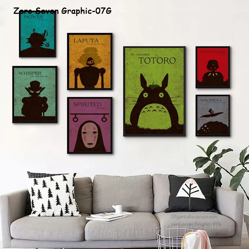 

07G Classic Retro Anime Miyazaki Hayao Movie A4 Canvas Art Painting Print Poster Picture Wall Children's Room Home Decor Mural