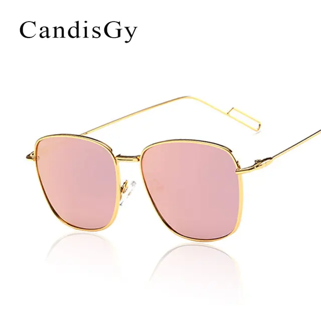 Square Flat Lens Pink Mirror Sunglasses Women New Brand Designer Lady Fashion Men Sun Glasses