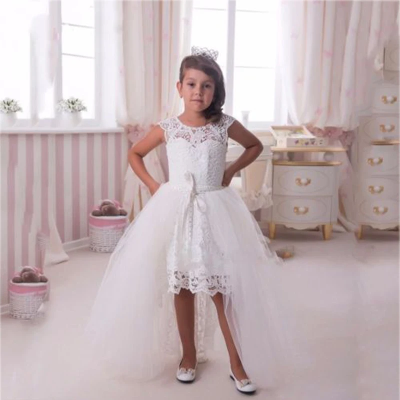 Alto Basso Abiti Flower Girl con Lungo Strascico Staccabile Pizzo bianco Comunione  Abito Prima Comunione Abiti per le Ragazze ZF6008|communion dresses|first  communion dressescommunion dresses for girls - AliExpress