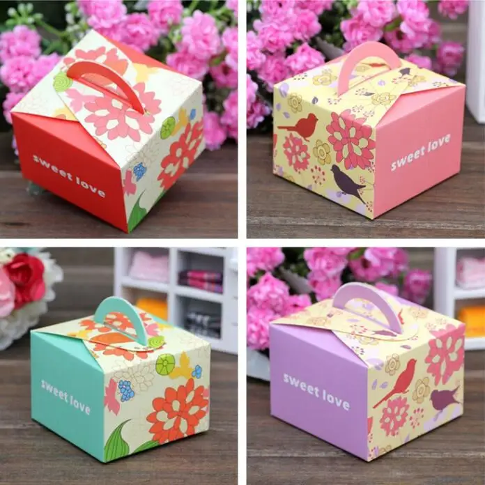 100pcs Colorful Floral "Sweet Love" Wedding Party Favorbox Candy Box