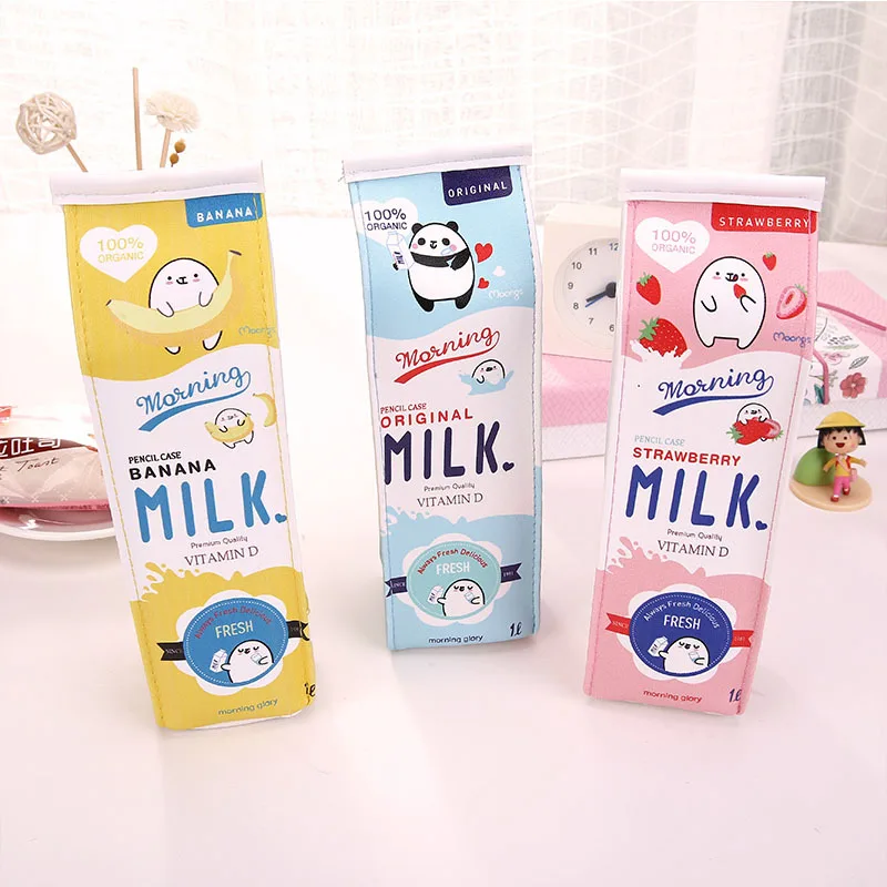 

Milk pencil case Korean creative Kawaii pen box fun pen bag creative storage purse pencil case