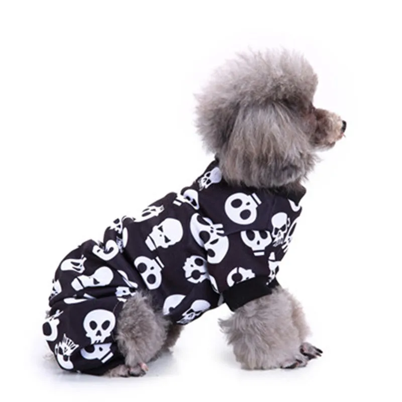 

Winter Warm Jumpsuit Clothes Cool And Cute Pet Cosplay Costume Horror halloween bone pattern print Costume Clothing 2019