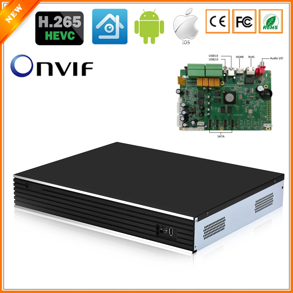 Сетевой видеорегистратор 4K выход HI3536 32 канала 4 МП H.265/H.264 МП/24 5 порта SATA ONVIF