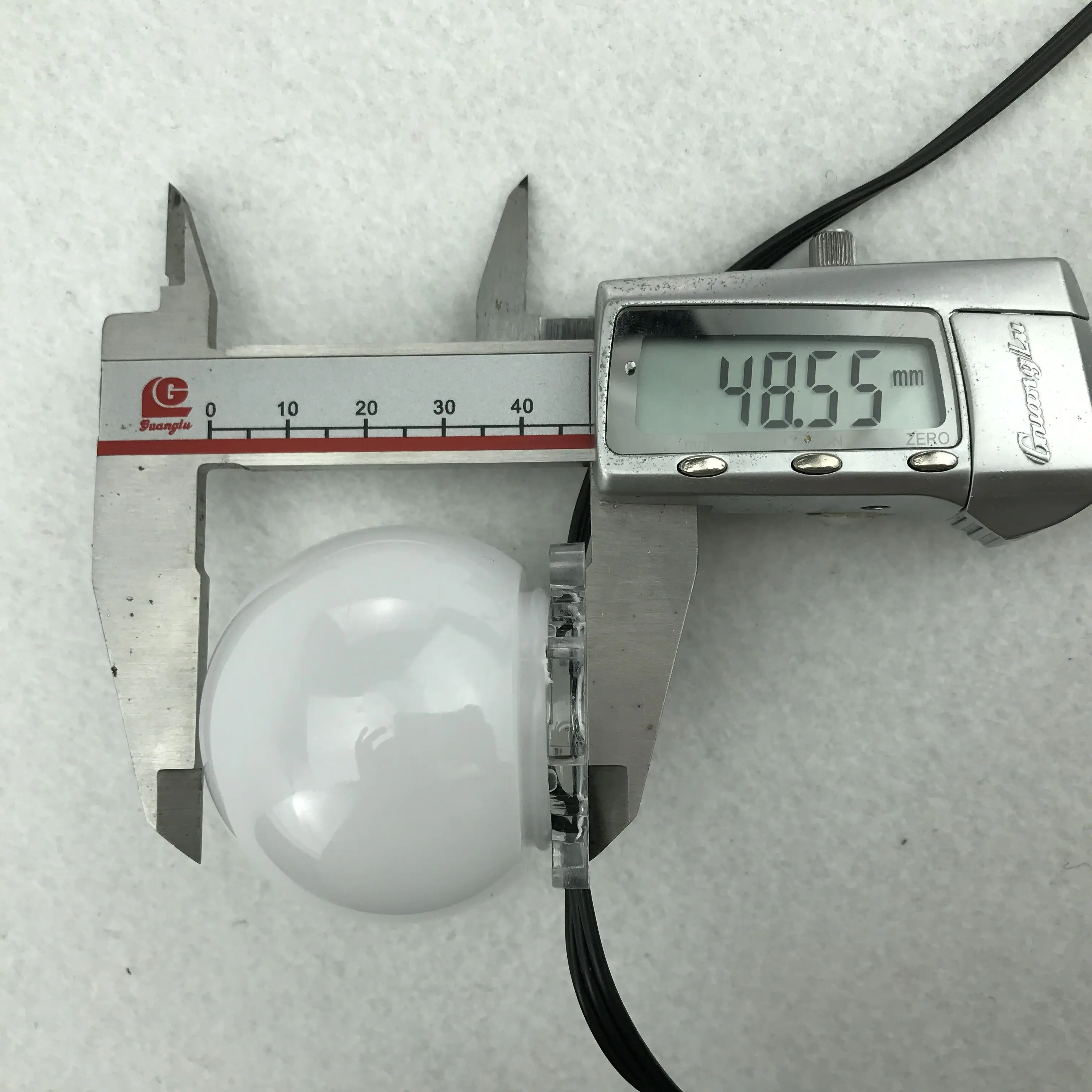 어드레서블 RGB 픽셀 모듈, WS2818 DC12V, IP68, 50mm 프로스트 커버, 30mm 베이스, 0.72W/픽셀 (3LED), 18AWG 블랙 와이어, 세트당 20 픽셀