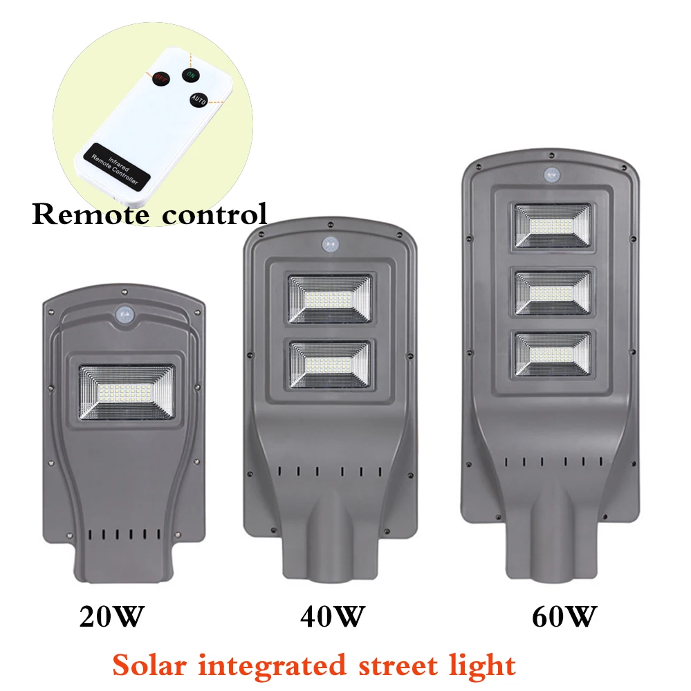 Nieuwe Zonne-straat Licht Geïntegreerde Outdoor Verlichting 20 w 40 w 60 w LED Solar Intelligente Lamp Hoofd Met Pick arm Nieuwe Zonne-straat Licht Geïntegreerde Outdoor Verlichting 20 w 40 w 60 w LED Solar Intelligente Lamp Hoofd Met Pick arm